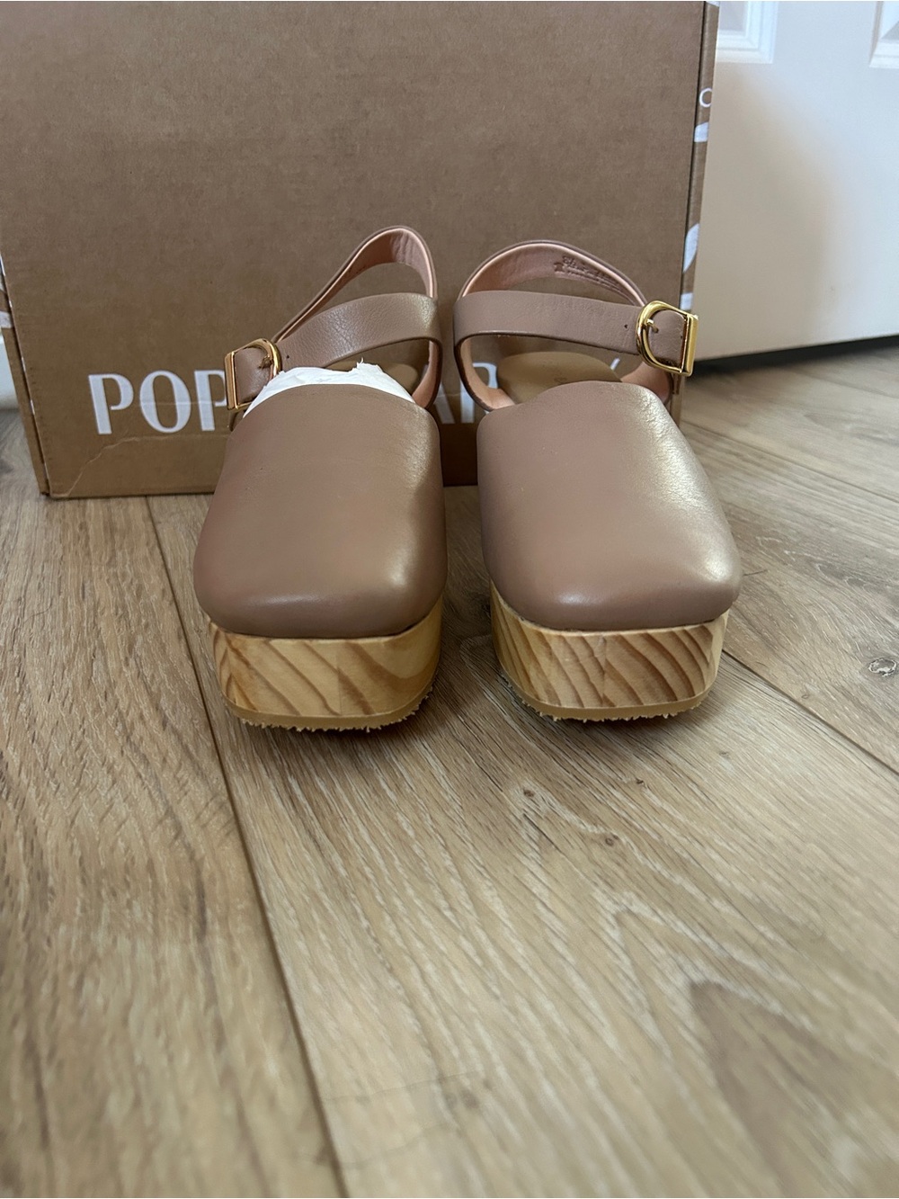 Brown Leather Platform Clog - Picture 2 of 4
